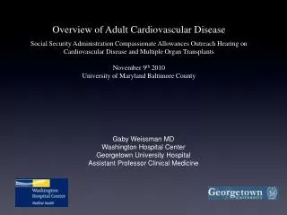 Gaby Weissman MD Washington Hospital Center Georgetown University Hospital Assistant Professor Clinical Medicine