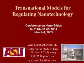 Transnational Models for Regulating Nanotechnology