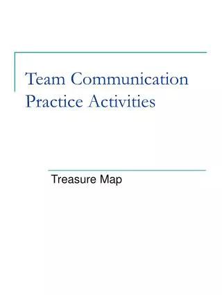 Team Communication Practice Activities