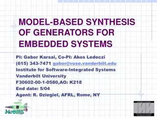 MODEL-BASED SYNTHESIS OF GENERATORS FOR EMBEDDED SYSTEMS