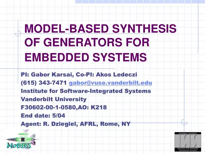 model based synthesis of generators for embedded systems