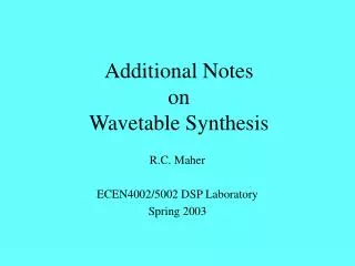 Additional Notes on Wavetable Synthesis
