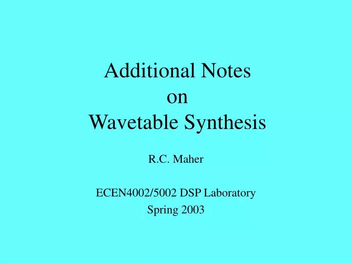 additional notes on wavetable synthesis