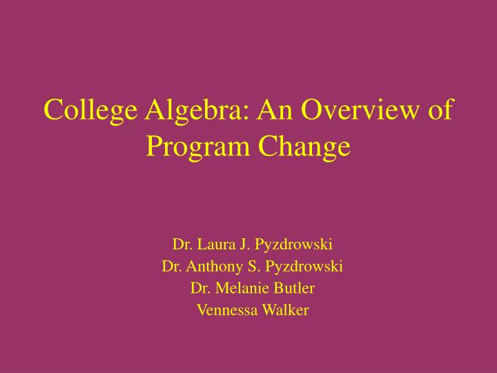 college algebra an overview of program change