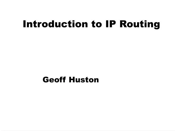introduction to ip routing