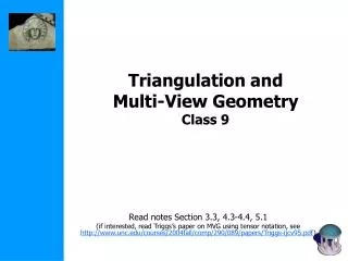 Triangulation and Multi-View Geometry Class 9