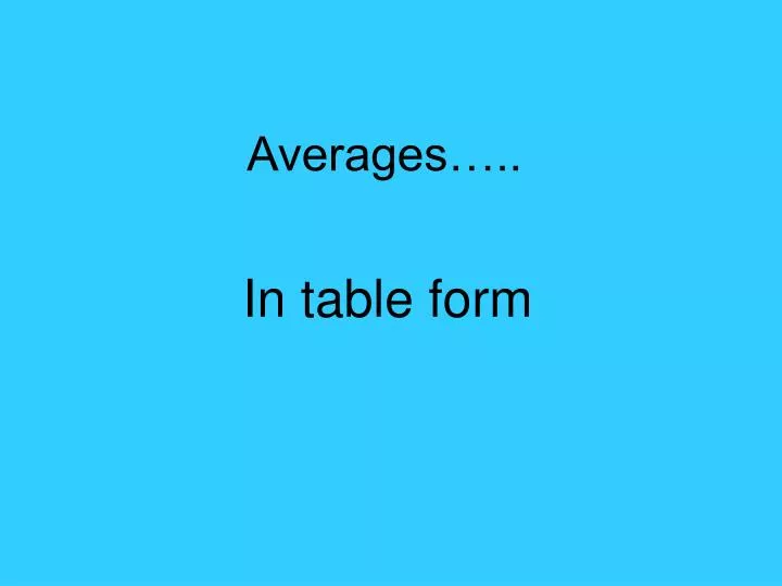 averages