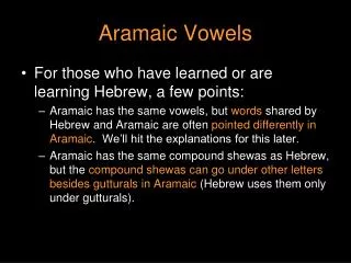 Aramaic Vowels