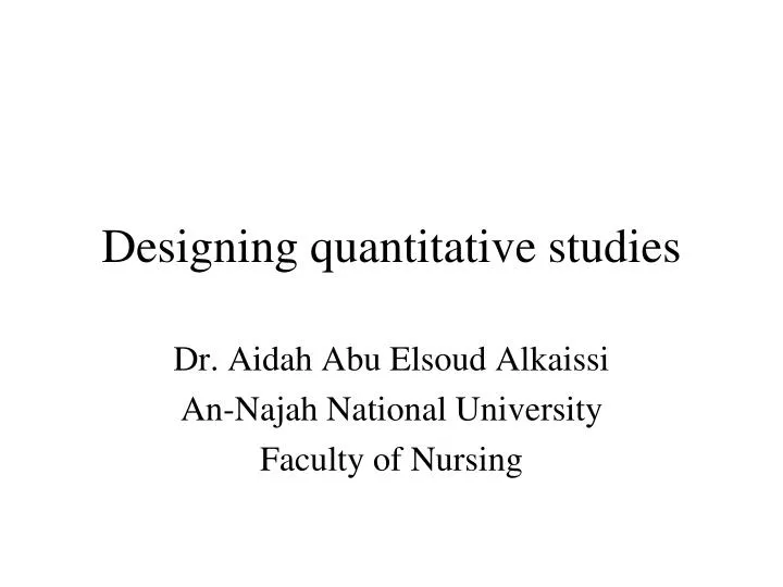designing quantitative studies