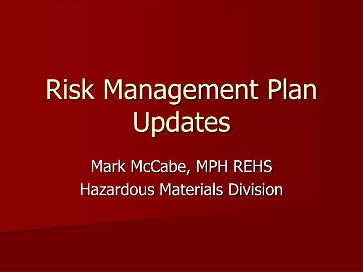 risk management plan updates