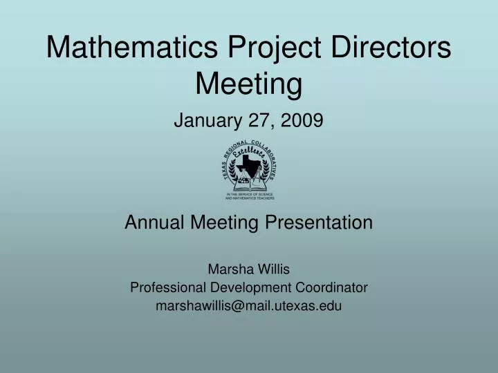 mathematics project directors meeting