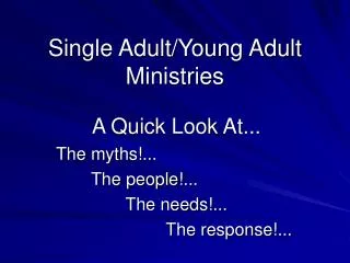 Single Adult/Young Adult Ministries