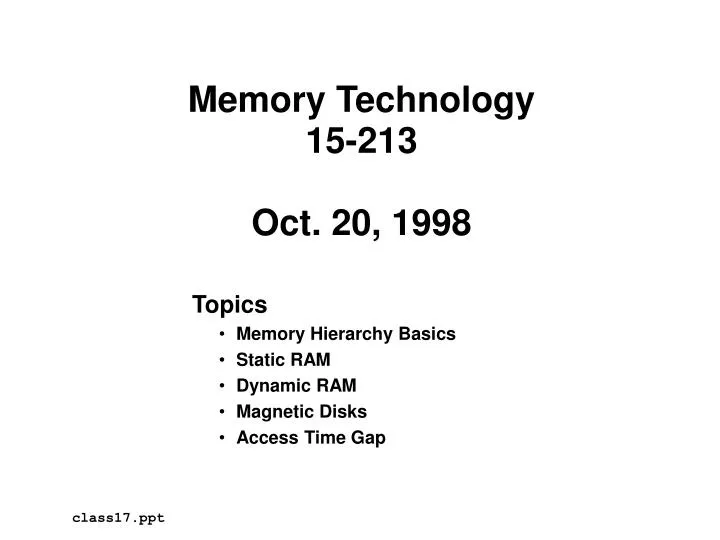 memory technology 15 213 oct 20 1998