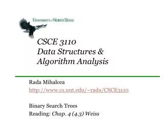 CSCE 3110 Data Structures &amp; Algorithm Analysis