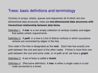 Trees: basic definitions and terminology