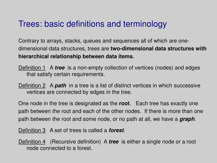 trees basic definitions and terminology