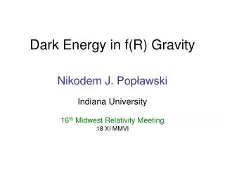 Dark Energy in f(R) Gravity