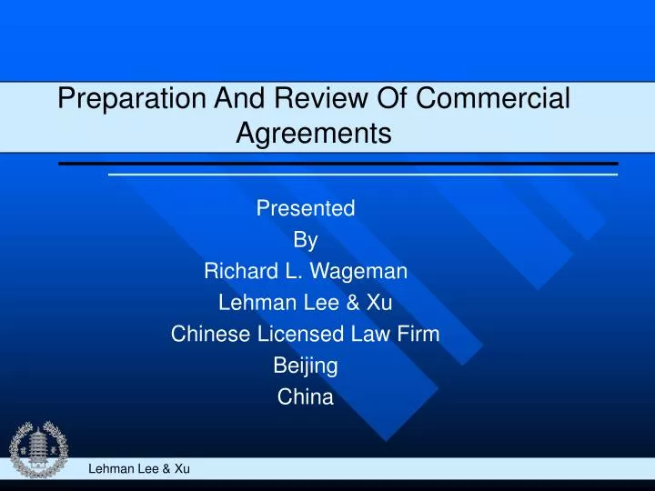 preparation and review of commercial agreements