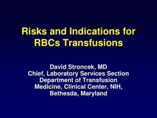 Risks and Indications for RBCs Transfusions