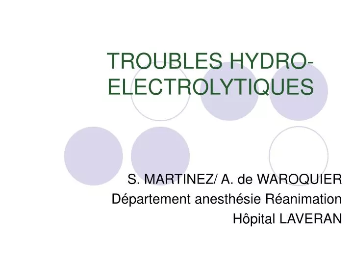 troubles hydro electrolytiques