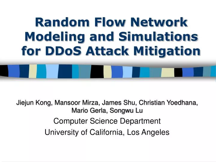 random flow network modeling and simulations for ddos attack mitigation