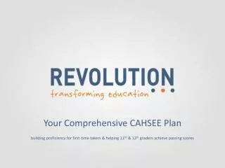 Your Comprehensive CAHSEE Plan