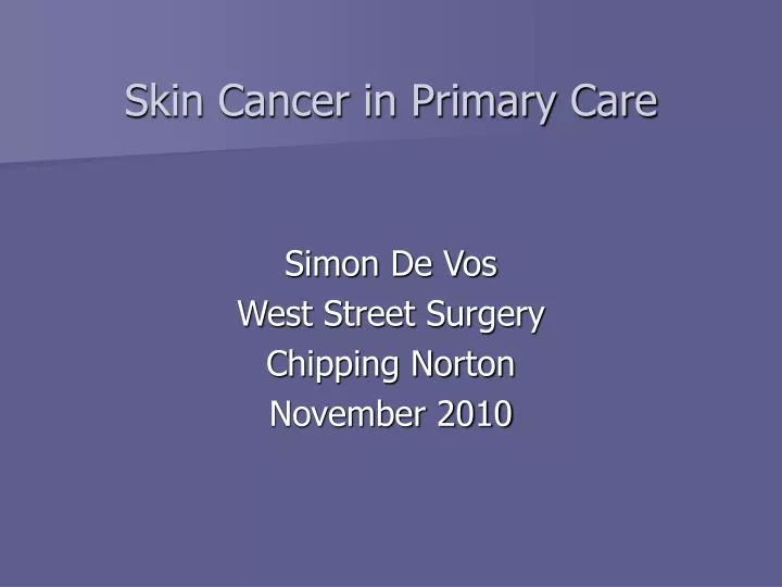 skin cancer in primary care