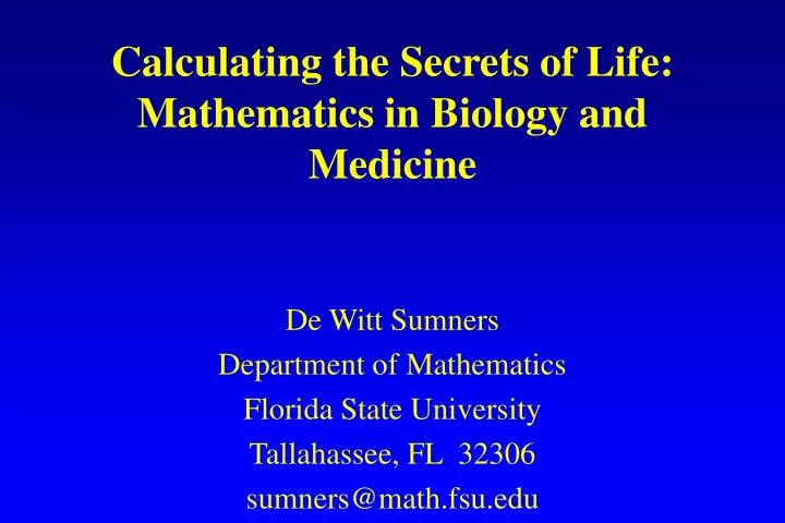 calculating the secrets of life mathematics in biology and medicine
