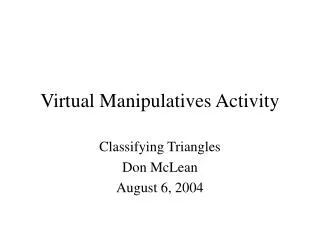 Virtual Manipulatives Activity