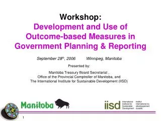Workshop: Development and Use of Outcome-based Measures in Government Planning &amp; Reporting