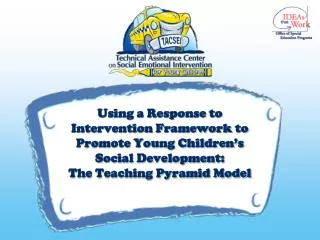 Using a Response to Intervention Framework to Promote Young Children’s Social Development: The Teaching Pyramid Model