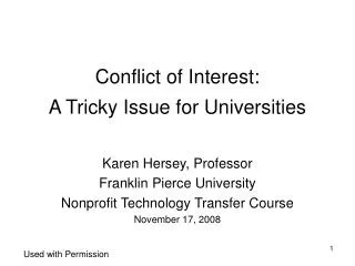Conflict of Interest: A Tricky Issue for Universities