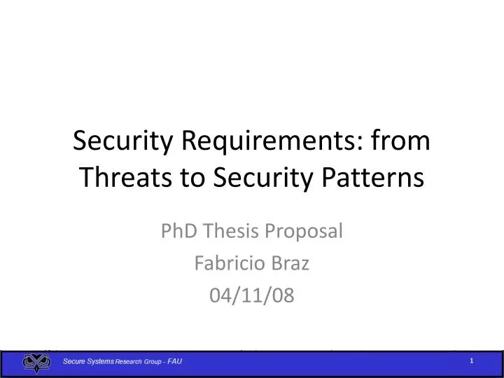 security requirements from threats to security patterns