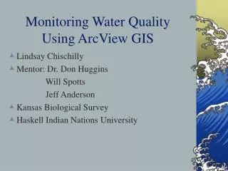 Monitoring Water Quality Using ArcView GIS