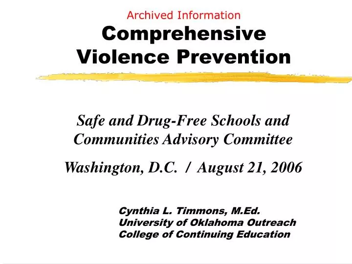 archived information comprehensive violence prevention