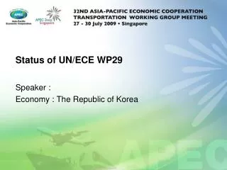 Status of UN/ECE WP29
