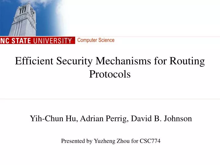 efficient security mechanisms for routing protocols