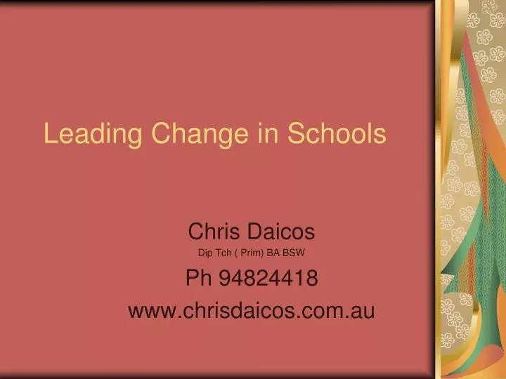 leading change in schools