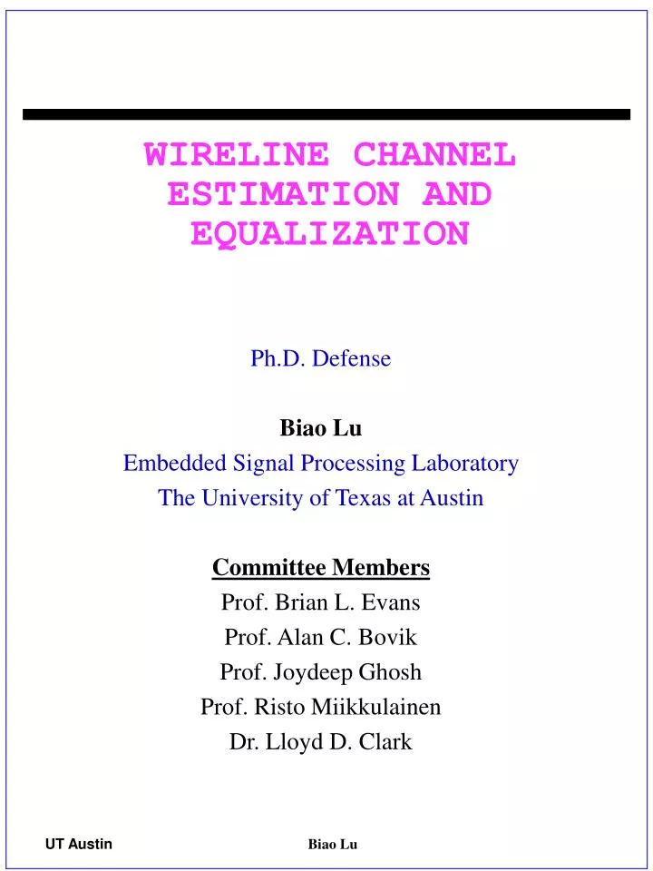 wireline channel estimation and equalization