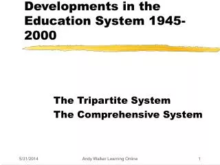 Developments in the Education System 1945-2000