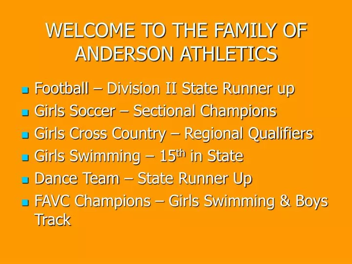 welcome to the family of anderson athletics