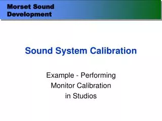 Sound System Calibration