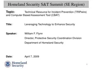 Homeland Security S&amp;T Summit (SE Region)