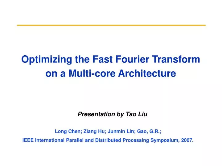 optimizing the fast fourier transform on a multi core architecture