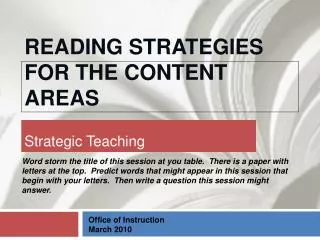Reading Strategies for the Content Areas