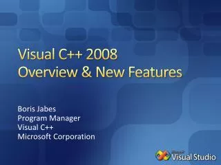 Visual C++ 2008 Overview &amp; New Features