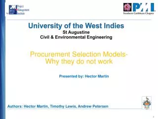 University of the West Indies St Augustine Civil &amp; Environmental Engineering