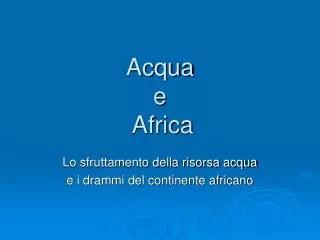 Acqua e Africa