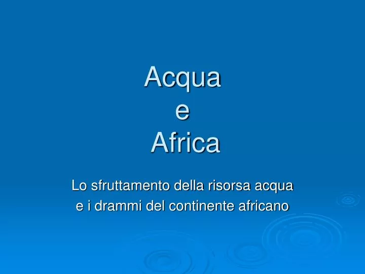 acqua e africa