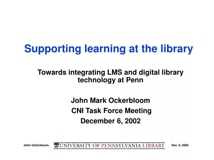 supporting learning at the library